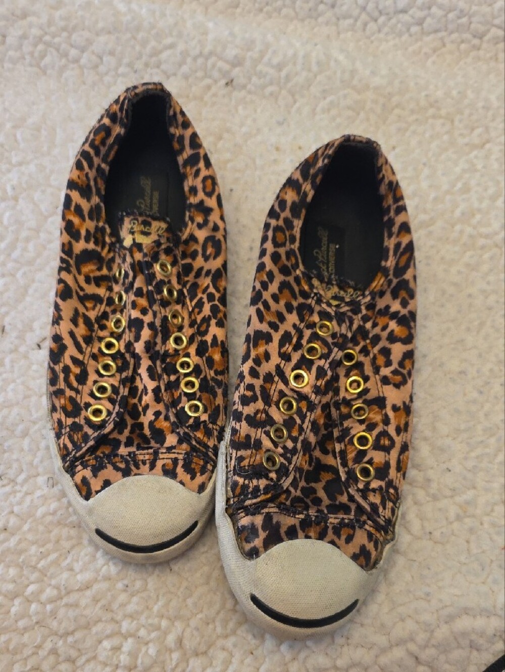 Converse Womens Leopard Print Sneakers with Gold Eyelets - Picture 2 of 4
